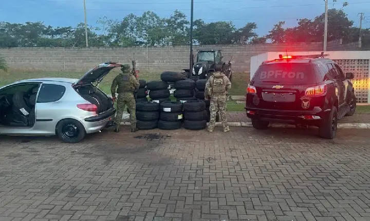 BPFRON apreende armas e carga de pneus contrabandeados em Francisco Alves