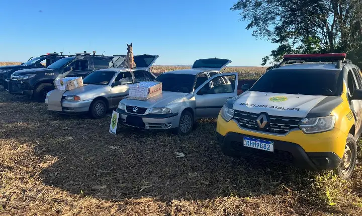 BPFRON apreende dois veículos com R$ 115 mil em cigarros contrabandeados entre Nova Santa Rosa a Terra Roxa