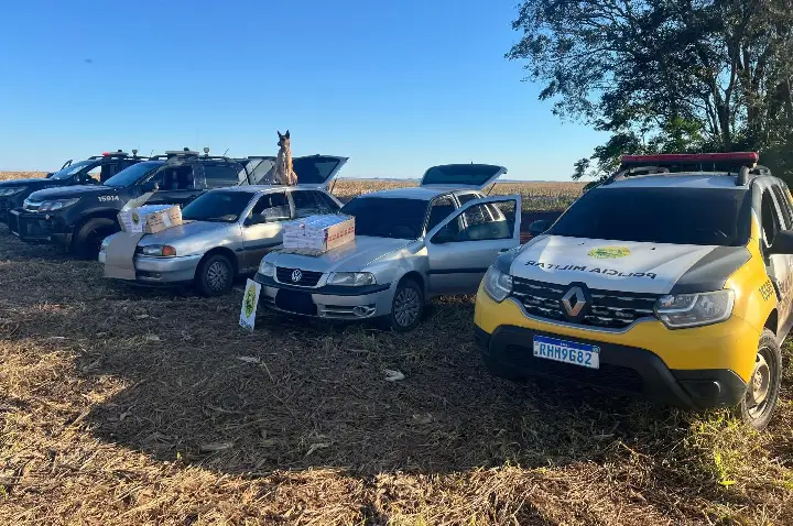 BPFRON apreende dois veículos com R$ 115 mil em cigarros contrabandeados entre Nova Santa Rosa a Terra Roxa