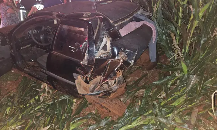 Colisão traseira entre Corsa e Saveiro deixa um ferido na PR-364 entre Palotina e Terra Roxa