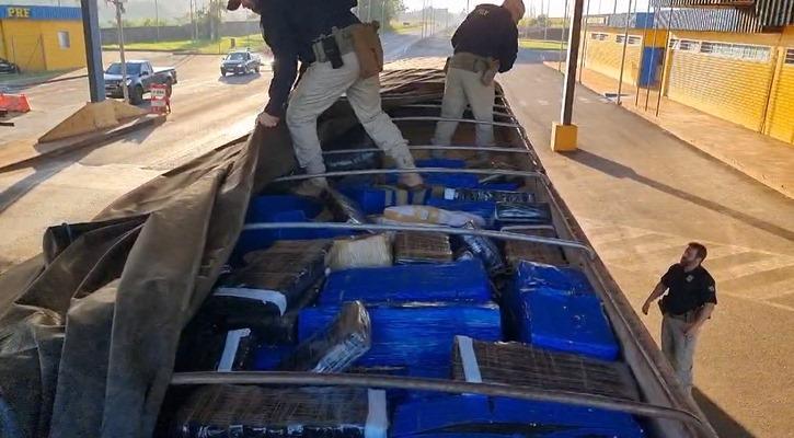 Francisco Alves – Mais de 1,4 tonelada de maconha é apreendida escondida em carga de soja