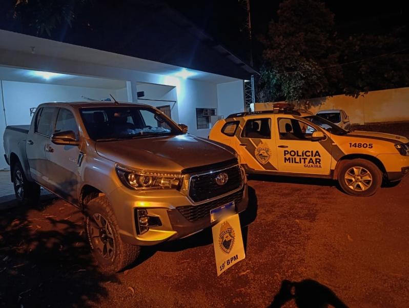 Hilux é recuperada em Guaíra logo após assalto em Terra Roxa