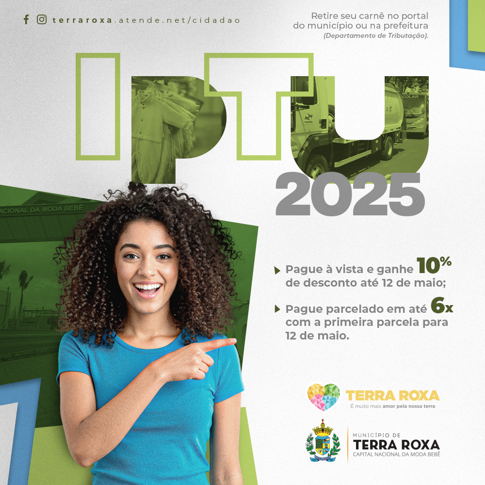 Prefeitura de Terra Roxa oferece desconto de 10% no pagamento à vista do IPTU 2025