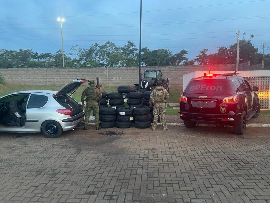 BPFRON apreende armas e carga de pneus contrabandeados em Francisco Alves